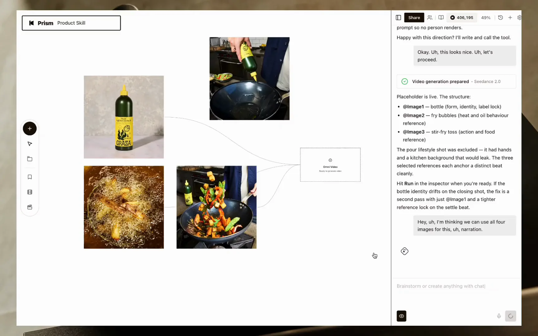 A plain-language request to use all four images instead of three